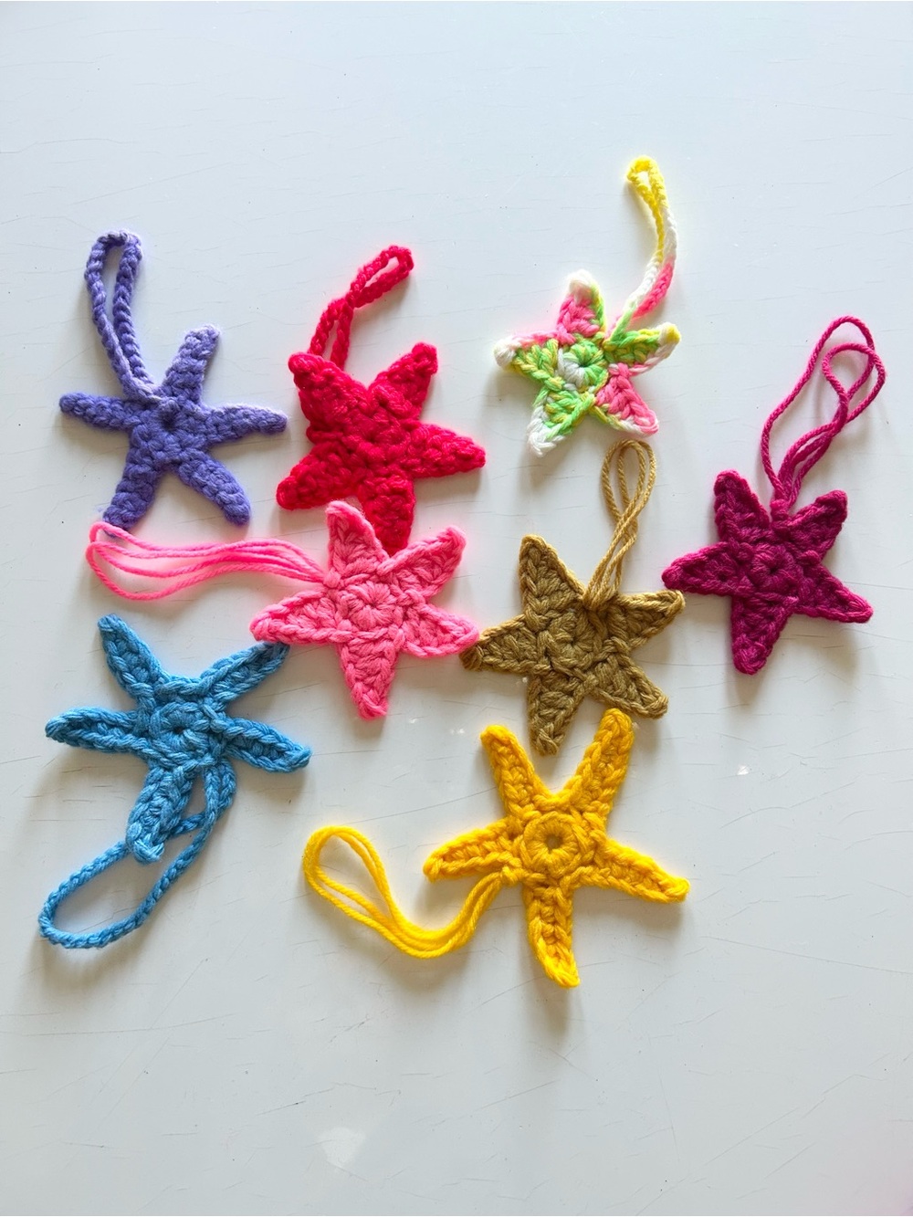 Handmade Crochet Starfish Holiday Ornaments - Assorted Colors